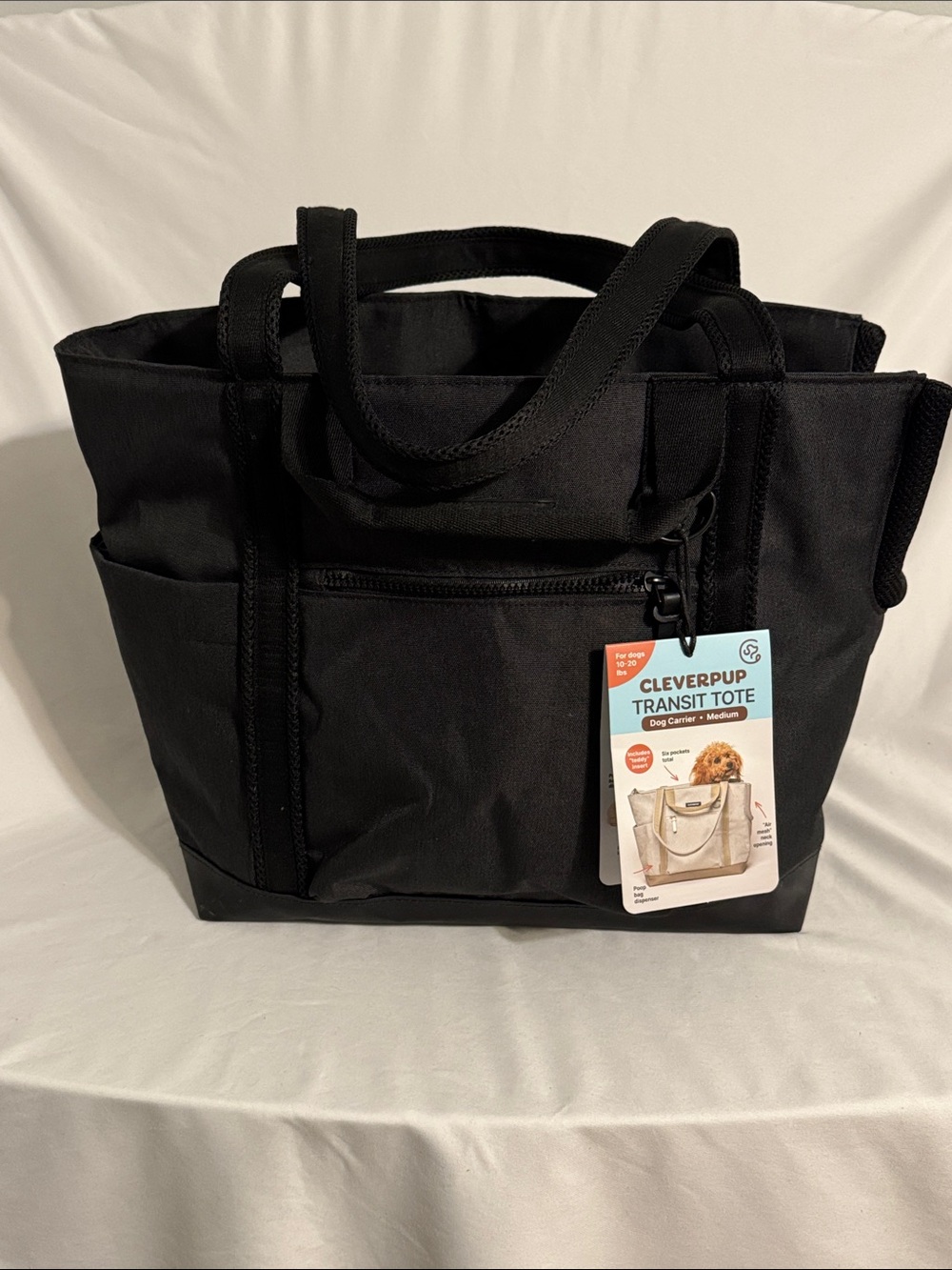 NWT Medium Transit Tote Dog Carrier Graphite Black by Cleverpup